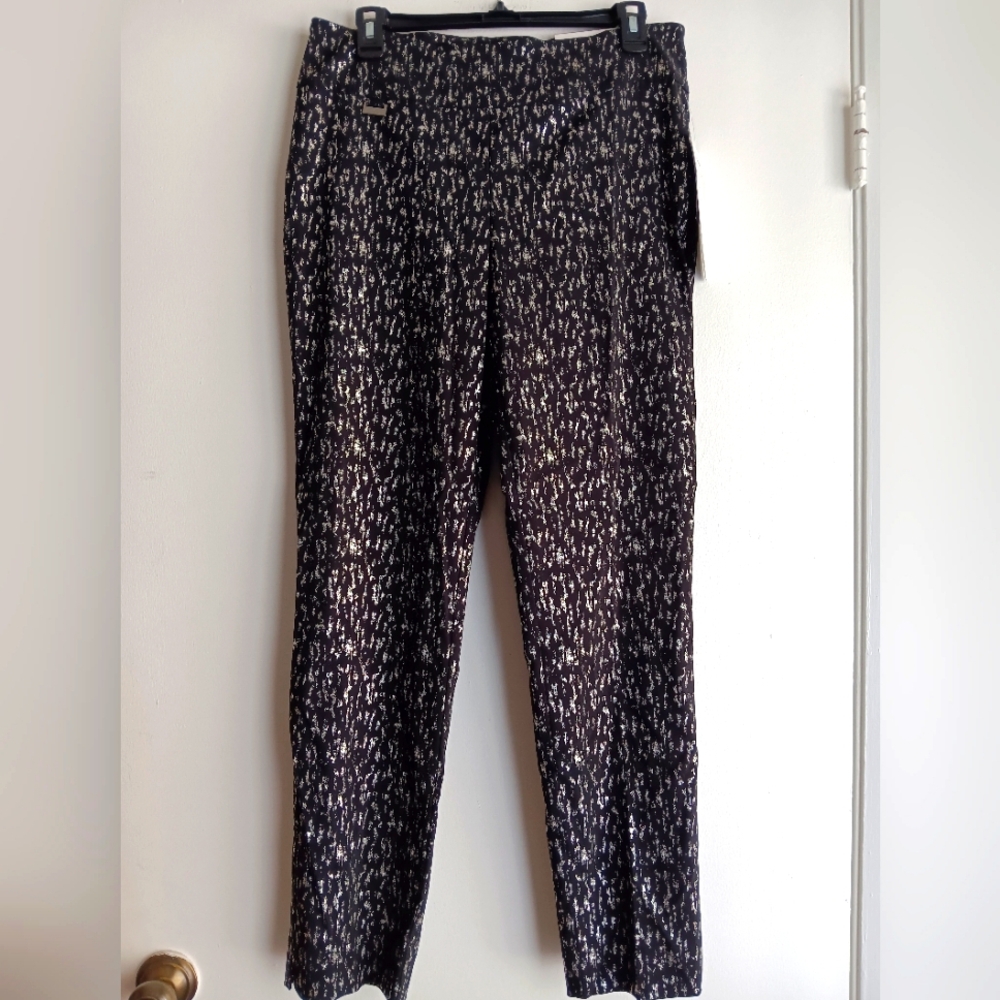 Peck & Peck Black Pants with Silver Pattern NWT